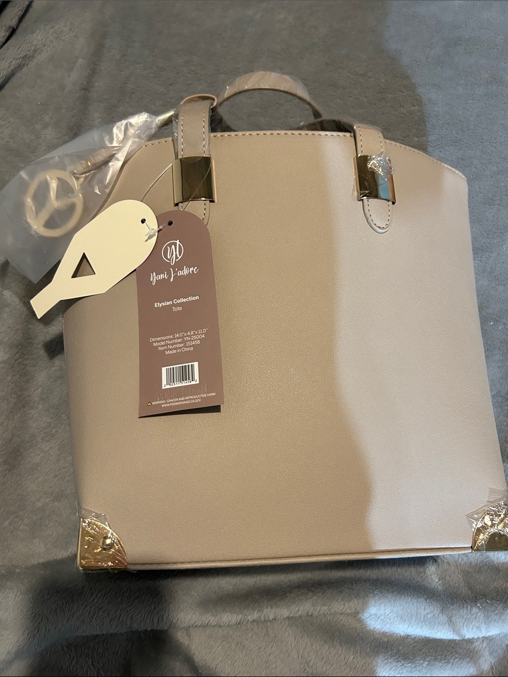 Taupe Tote with Gold Hardware